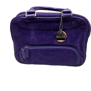 Ralph Lauren Corduroy Purple Purse Cosmetic Travel Bag‎ Preowned